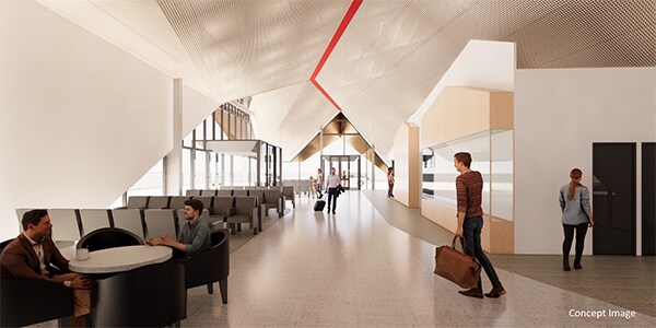 internal terminal entry and passenger waiting area 600 x 300